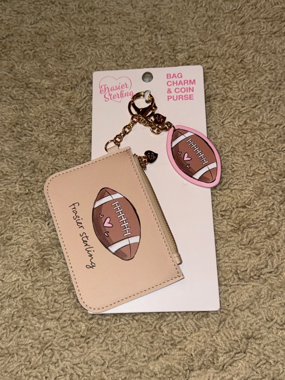 Frasier Sterling Pink Football Bag Charm & Coin Purse - Picture 11 of 11
